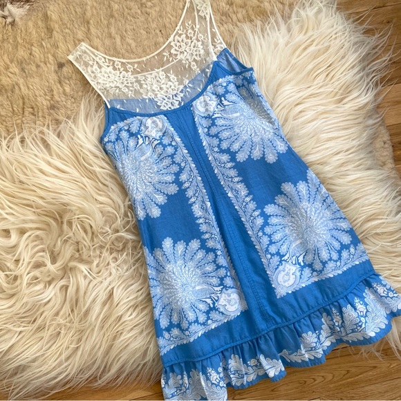Free People Blue Lace Mini Summer Dress - Picture 4 of 5
